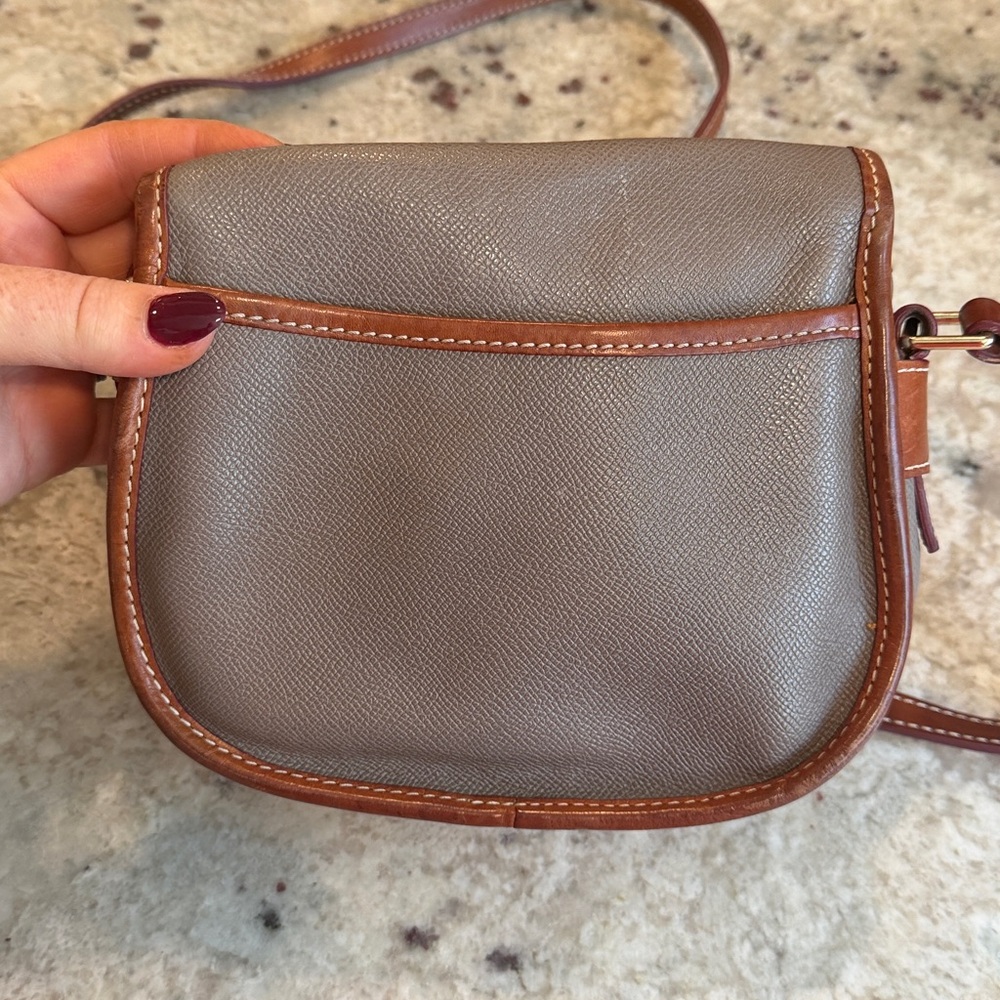 Dooney & Bourke Taupe and Brown Crossbody Saddle Bag - Picture 6 of 9